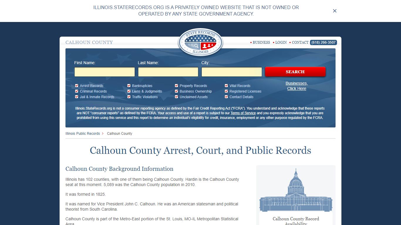 Calhoun County Arrest, Court, and Public Records