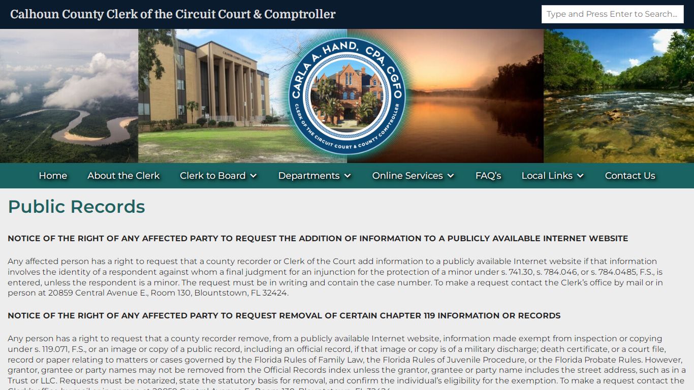 Public Records – Calhoun County Clerk of the Circuit Court & Comptroller
